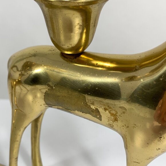 Vintage Brass Reindeer Elk Deer Candle Holders Set Of 2 Elegant Holiday Decor - Picture 2 of 12